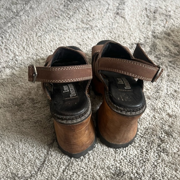 London Underground Brown Leather Platform Sandals - Picture 5 of 6